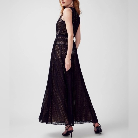 White House Black Market Eyelet Maxi Dress with Slit - Picture 3 of 11